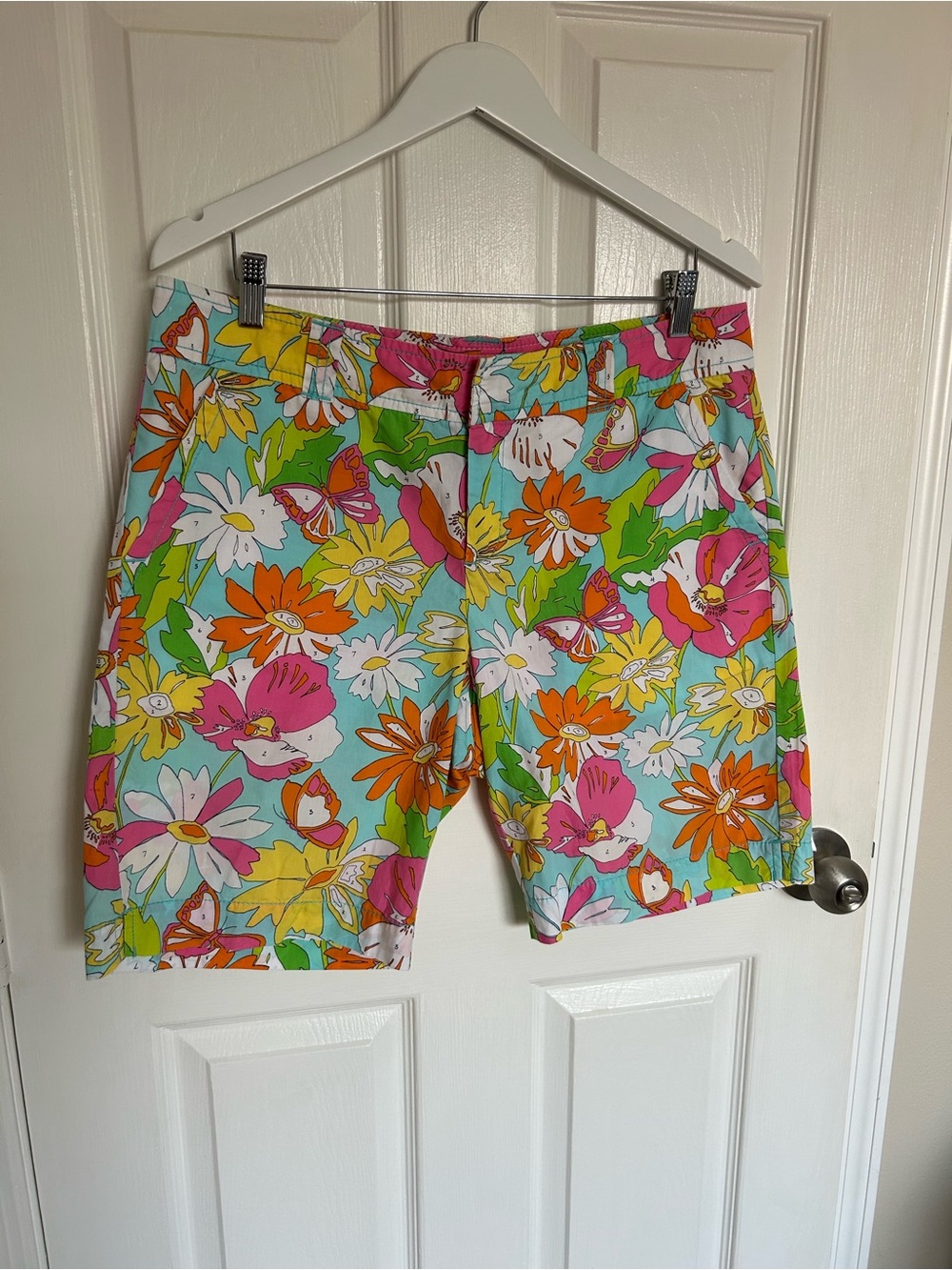 Lilly Pulitzer Paint By Numbers Shorts with Pink & Orange Accents